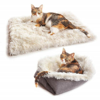Tapis coussin convertible pour chat 2-en-1 – Pliable & lavable (61×51 cm)