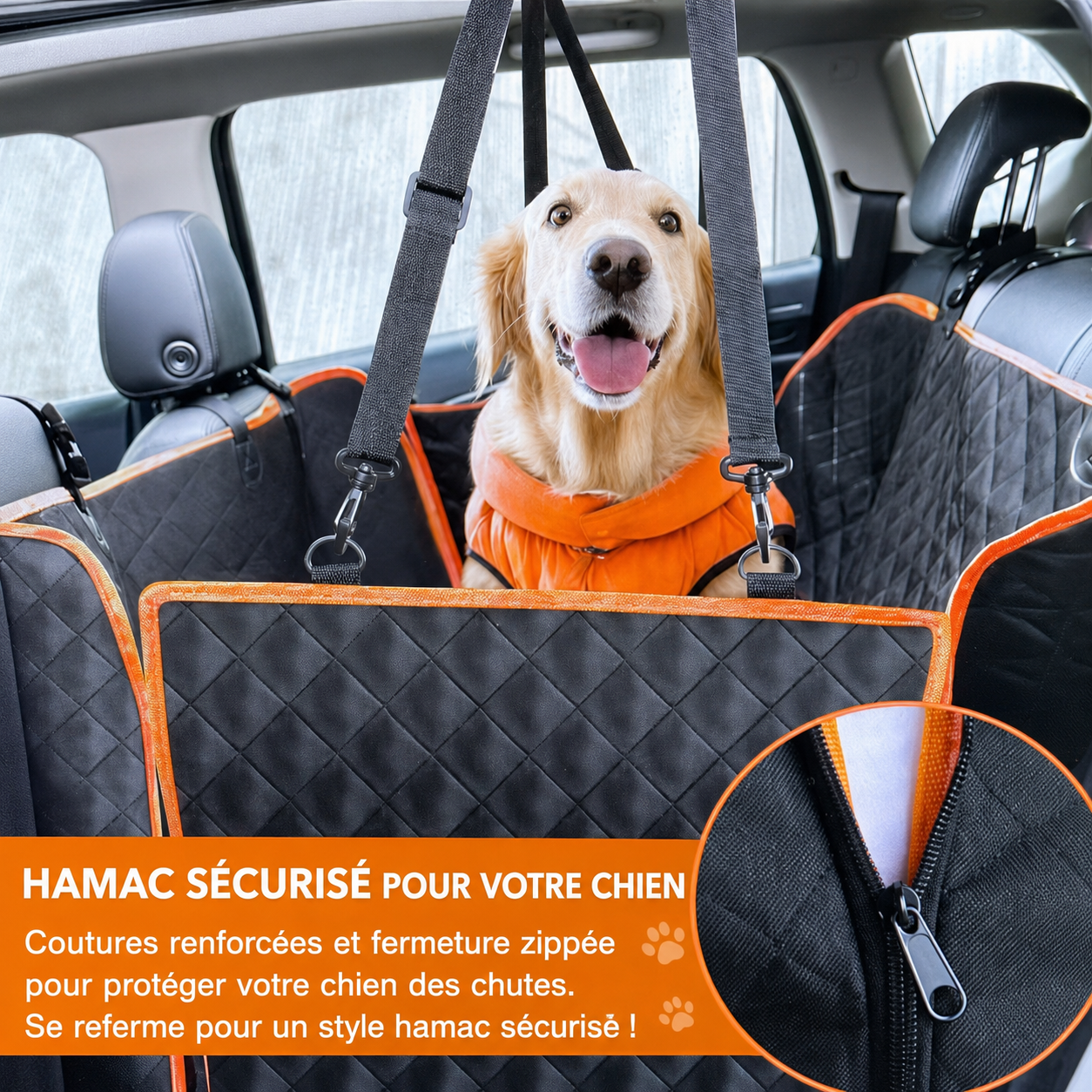 Tapis de voiture pour chien 137 x 47 cm – Protection banquette arrière en tissu Oxford – Image 3